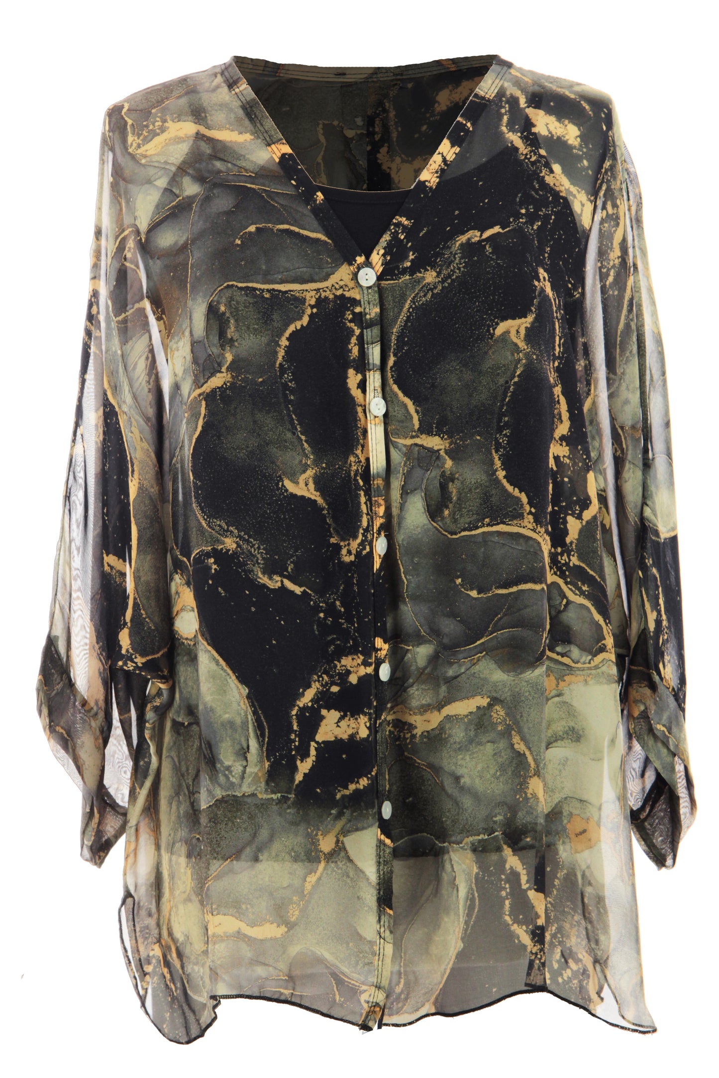 Marble Print Silk Shirt