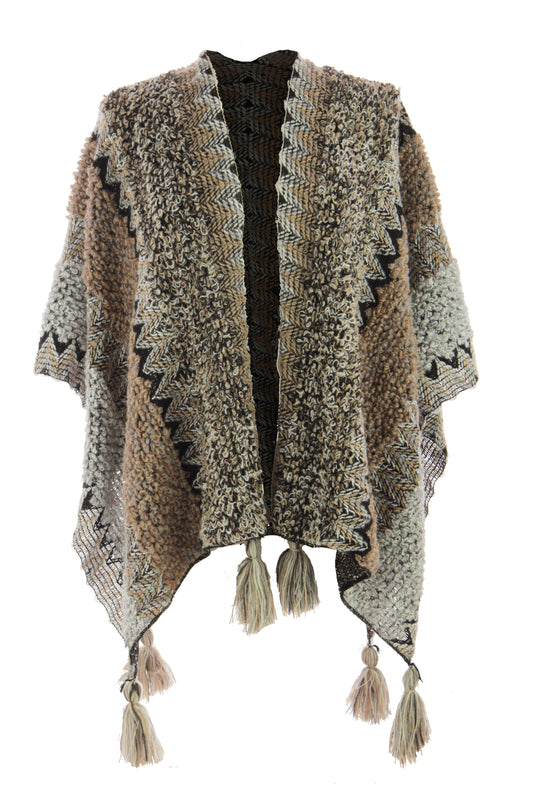Tassel Hem Knitted Cape