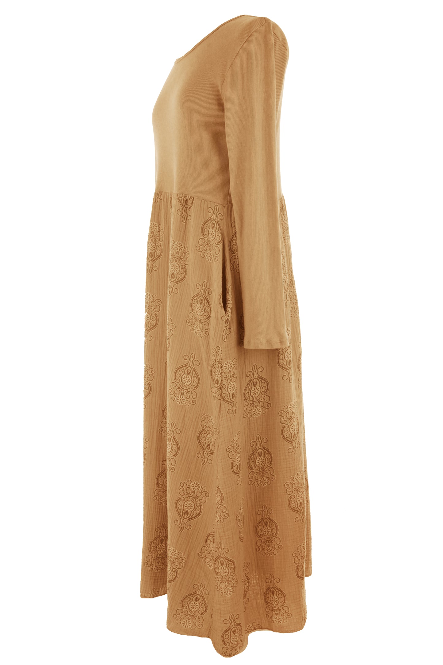 2 Pocket Mandala Print Midi Dress