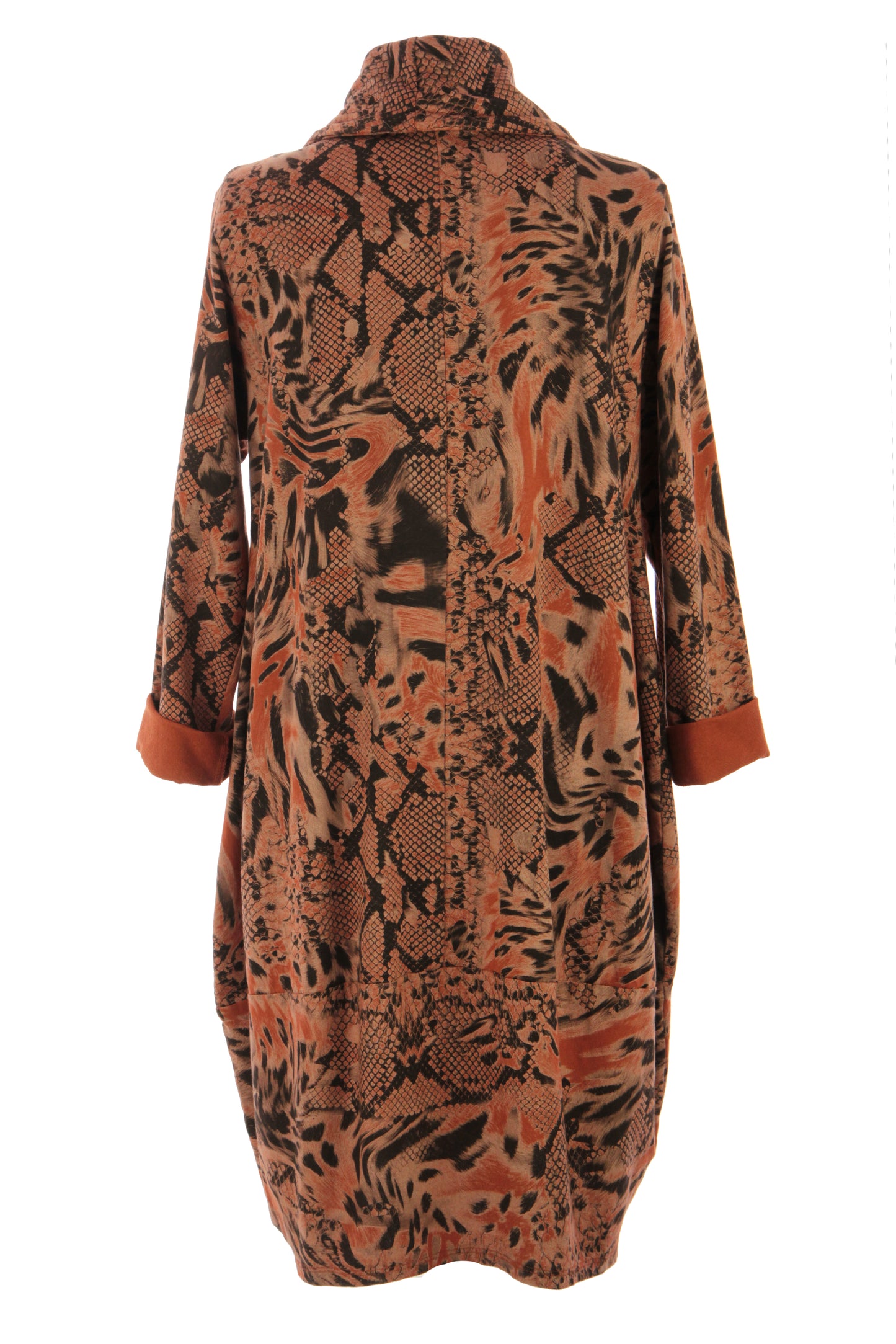 Abstract Leopard Print Cowl Neck Dress