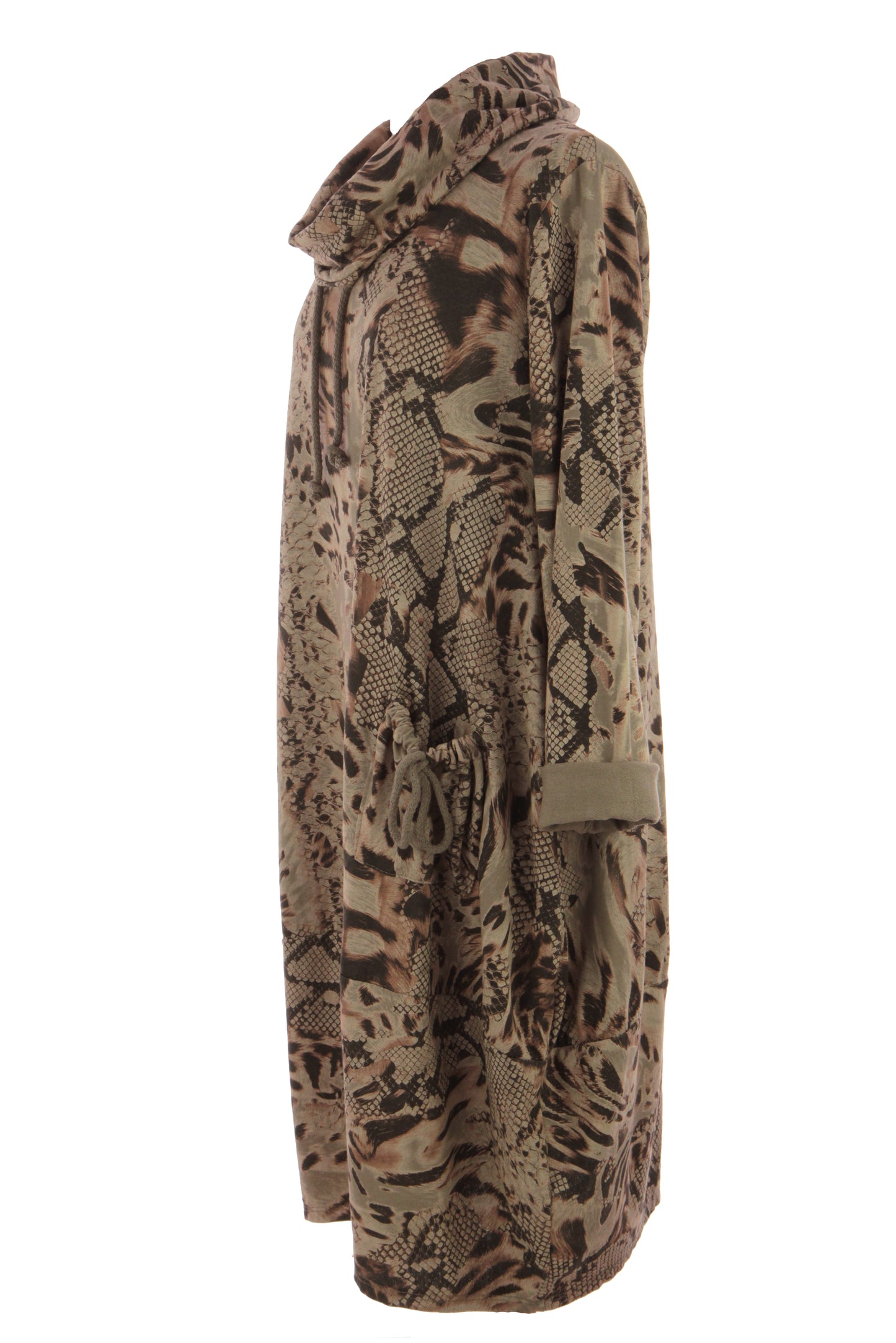 Abstract Leopard Print Cowl Neck Dress