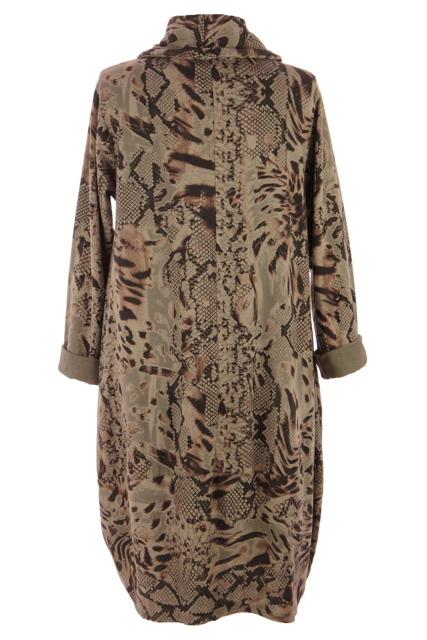 Abstract Leopard Print Cowl Neck Dress
