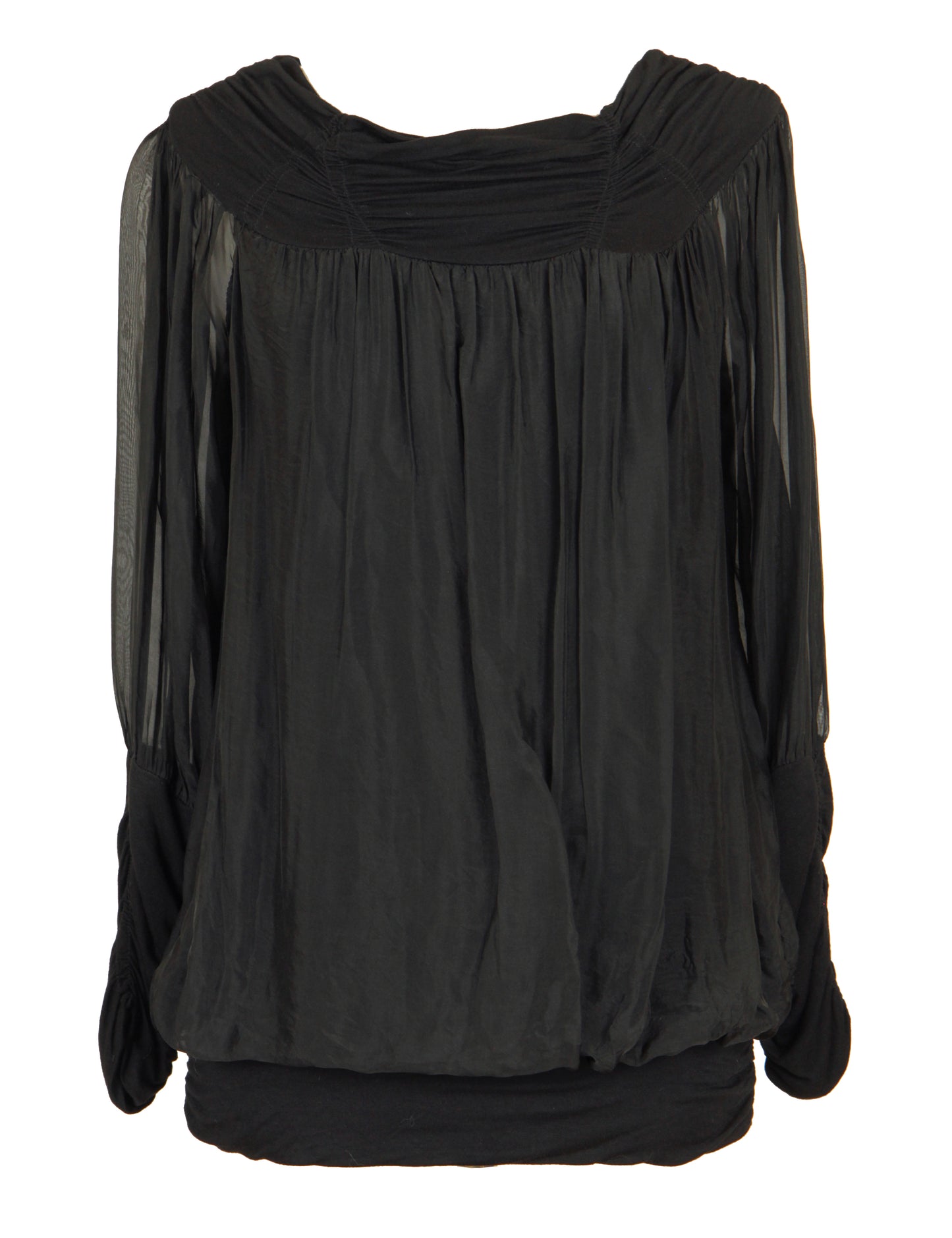 Ruched Neck Silk Blouse