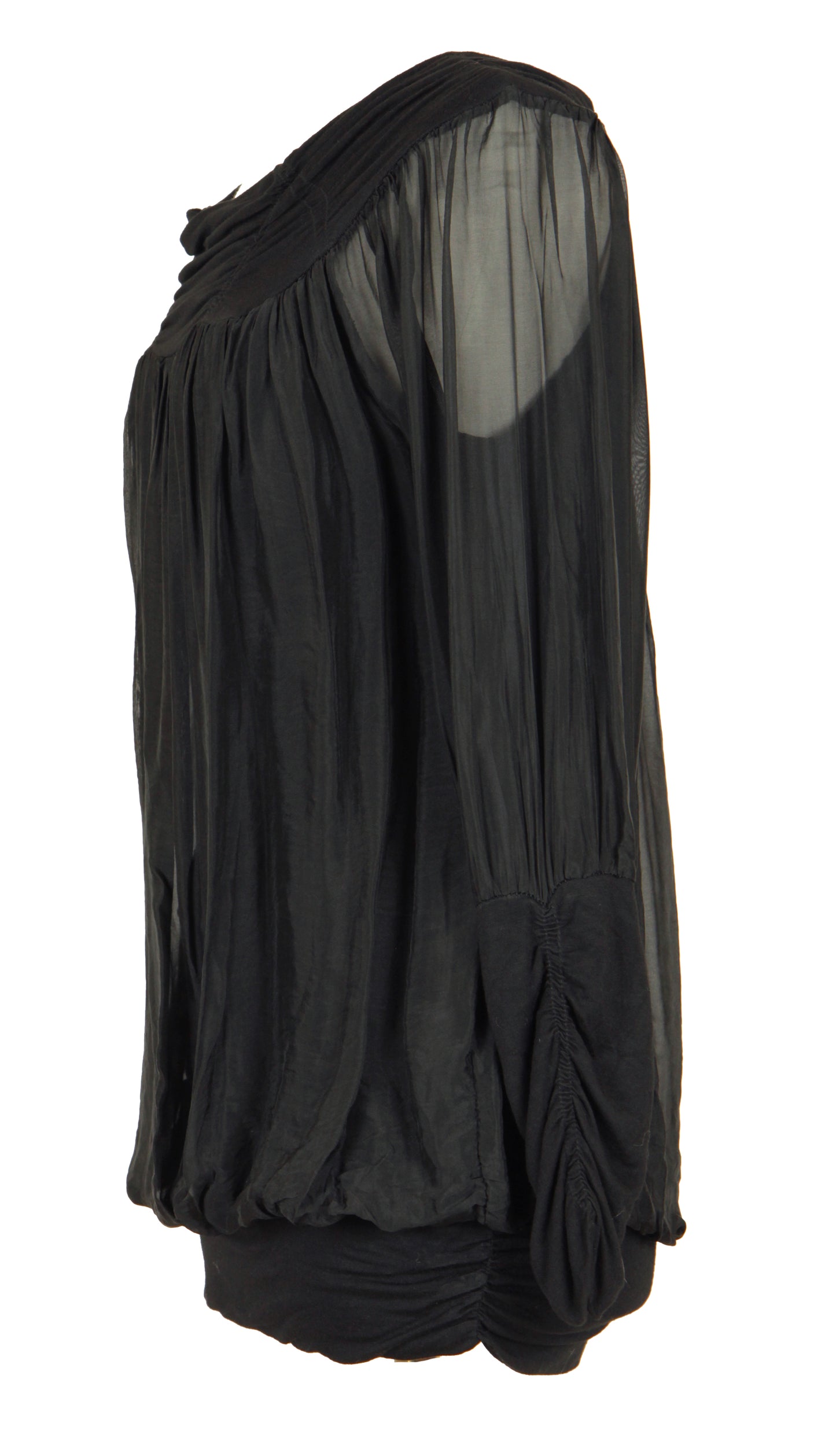 Ruched Neck Silk Blouse