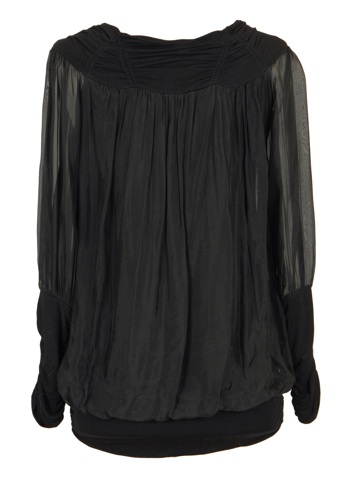 Ruched Neck Silk Blouse