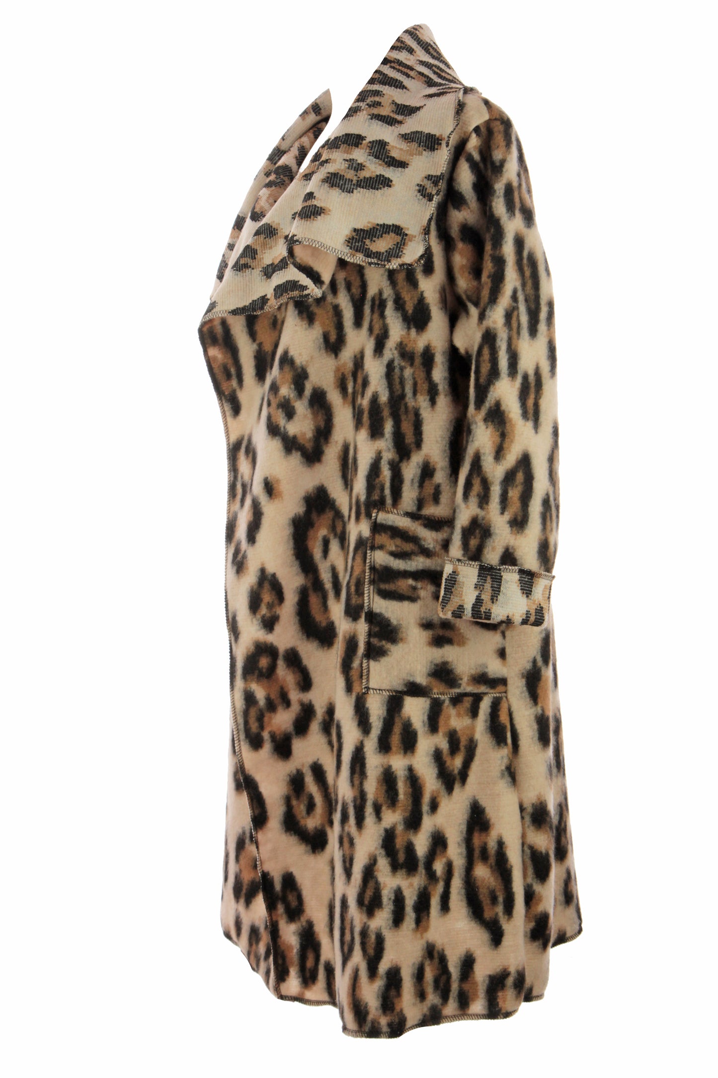 Leopard Print Brushed Wool Coat