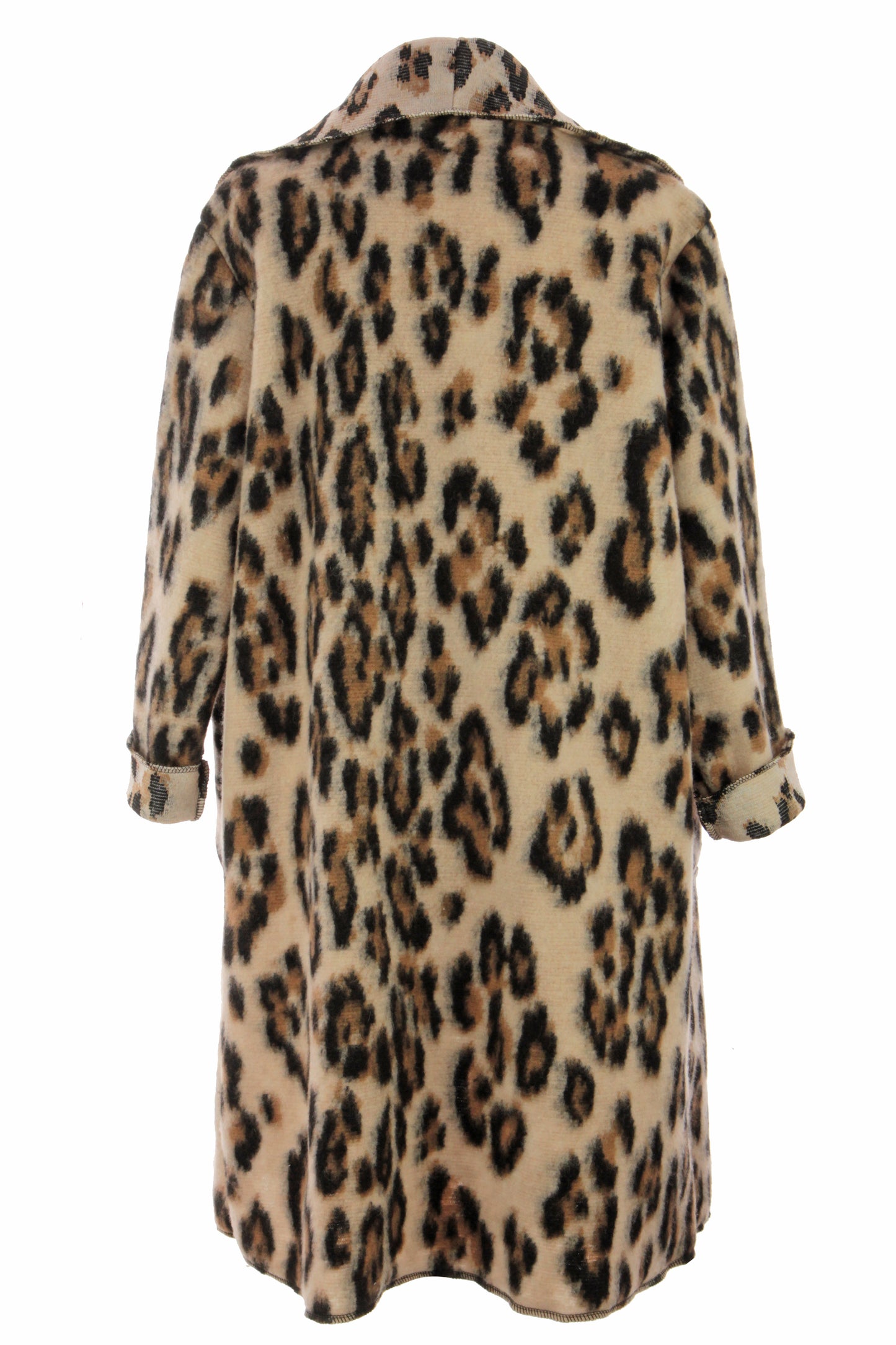 Leopard Print Brushed Wool Coat