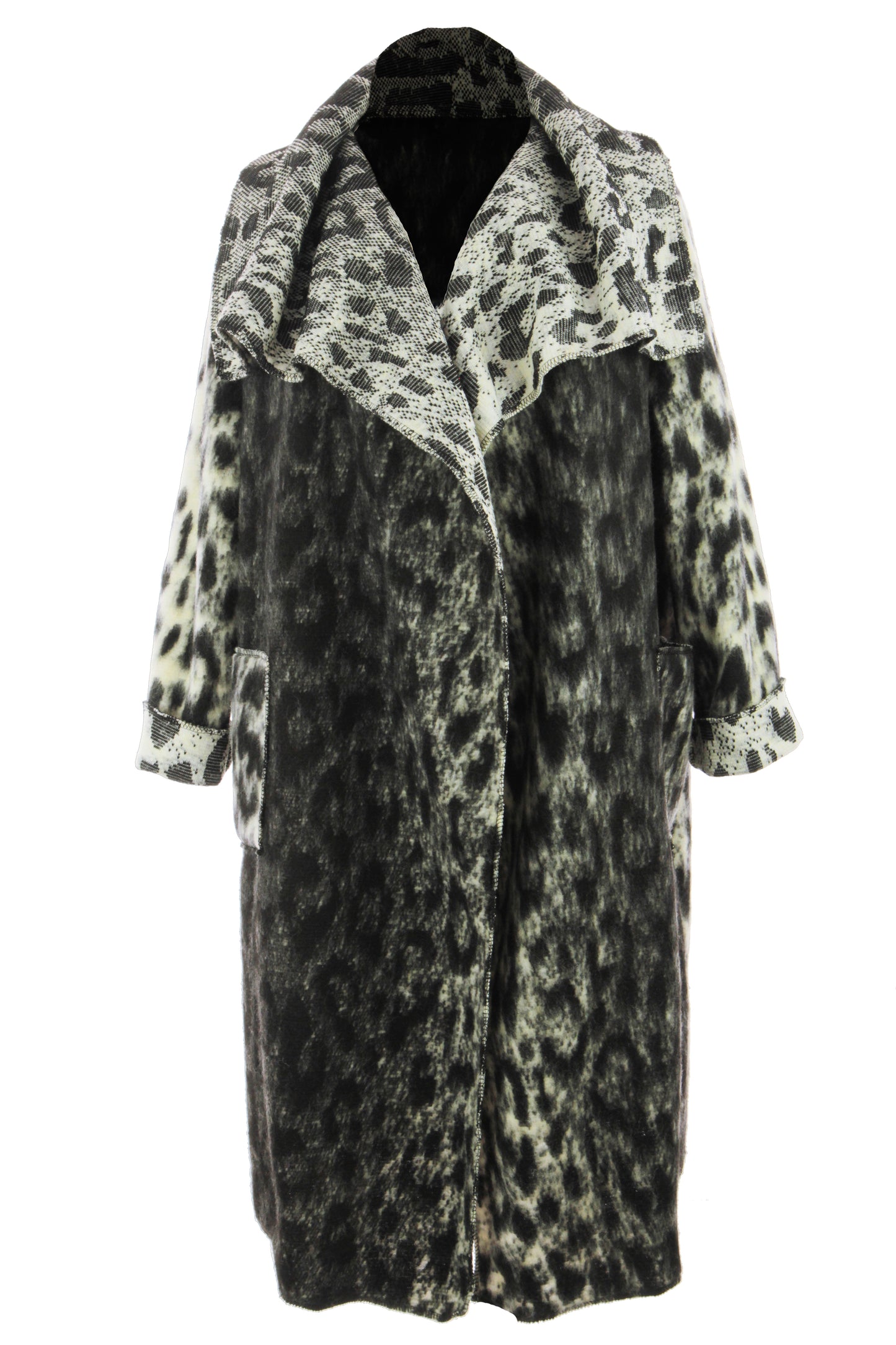 Leopard Print Brushed Wool Coat