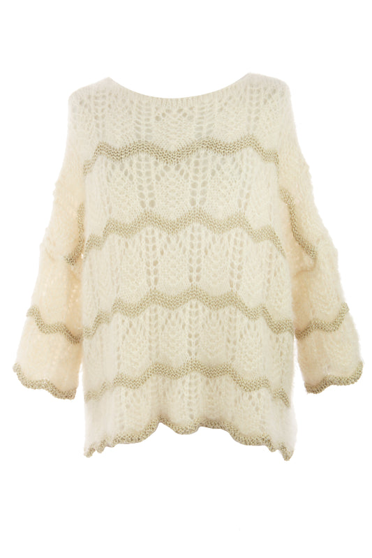 Lurex Scallop Eyelash Knit Jumper