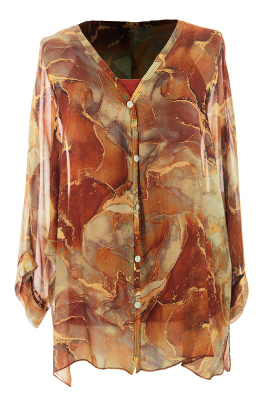 Marble Print Silk Shirt