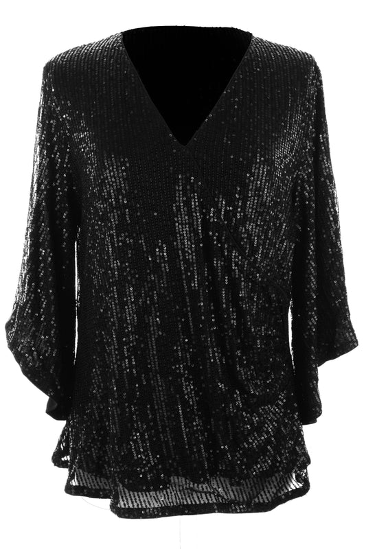 V Neck Sequin Top