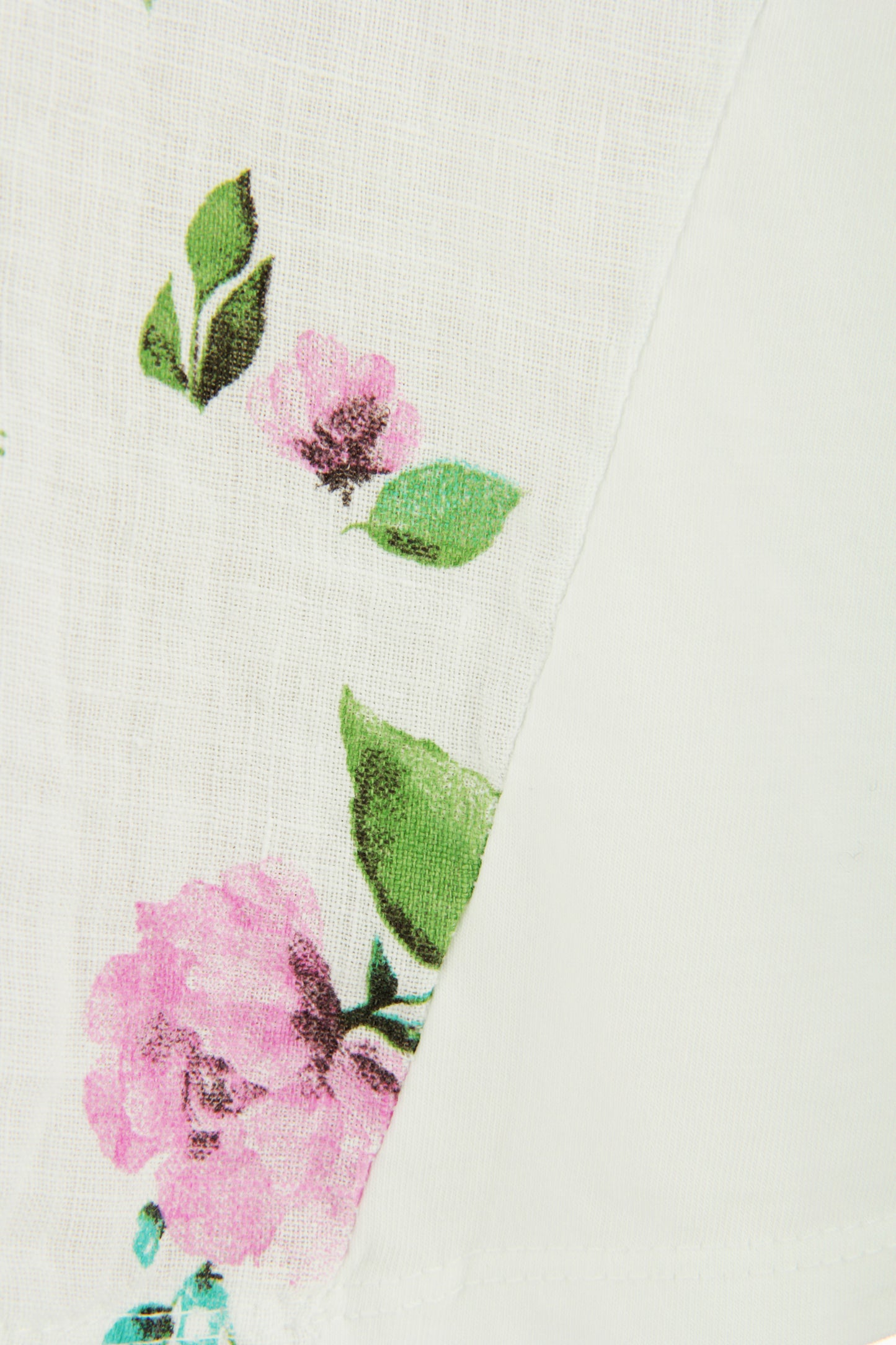 V Neck Floral Print Linen Top