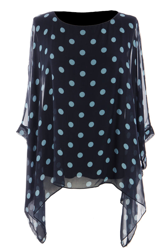 Polka Dot Flowy Silk Top