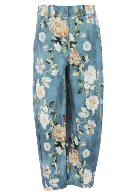 Floral Print Denim Look Trouser