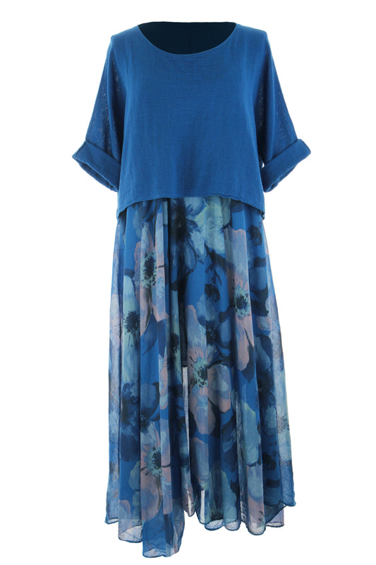 Floral Print Teabag Shrug Flare Dress