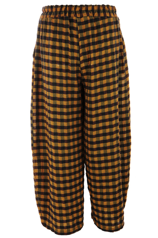 Woven Check Barrel Leg Trouser