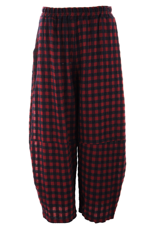 Woven Check Barrel Leg Trouser