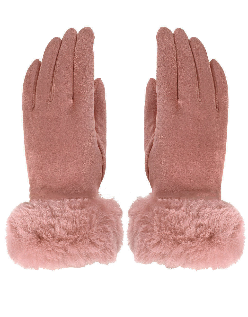 Faux Fur Cuff Suede Gloves