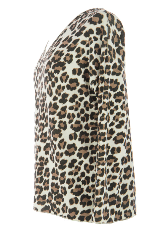 V Neck Leopard Print Fine Knit Jumper