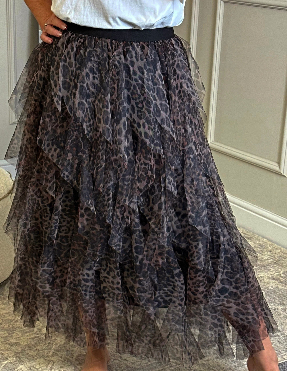Leopard Print Tulle Skirt