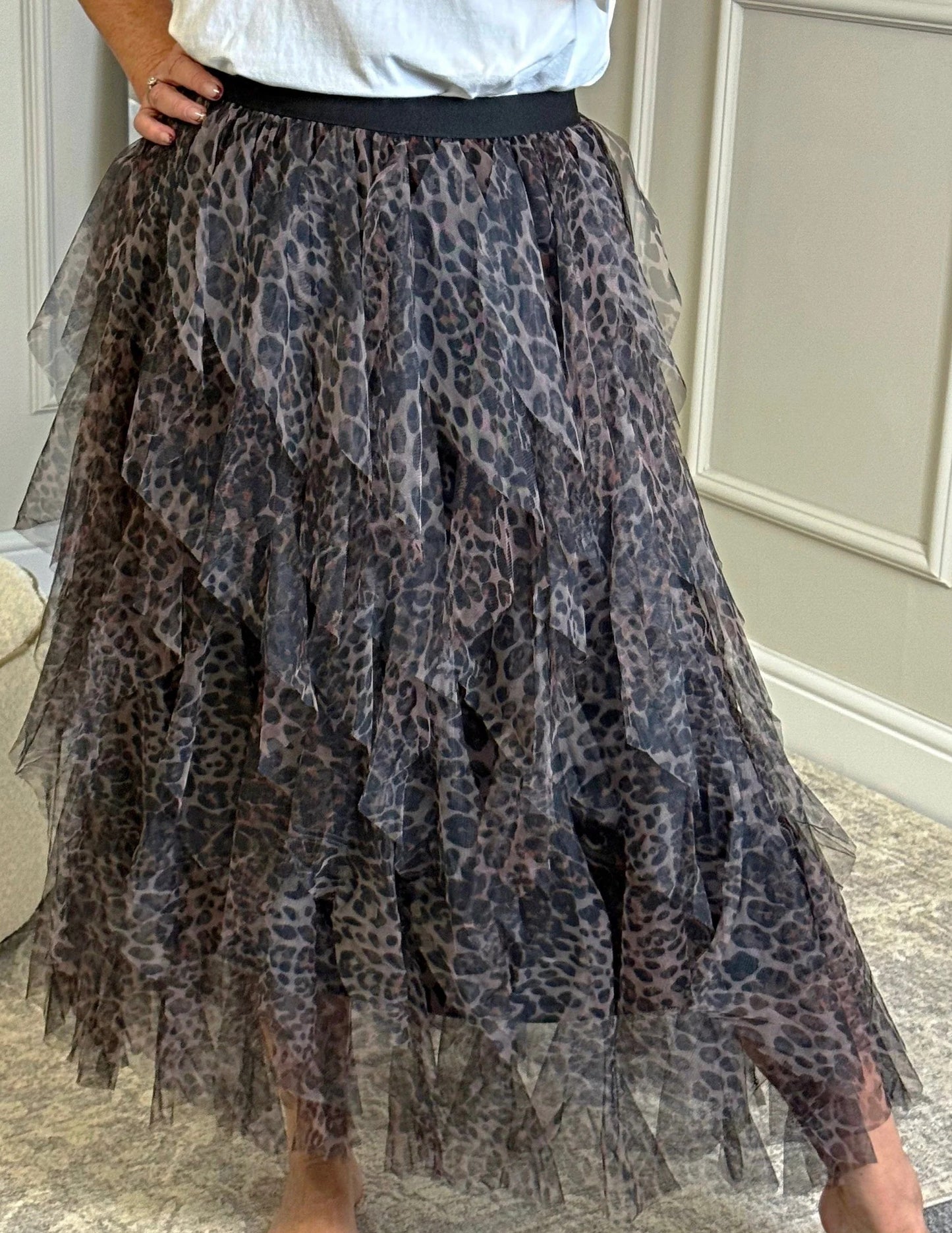 Leopard Print Tulle Skirt