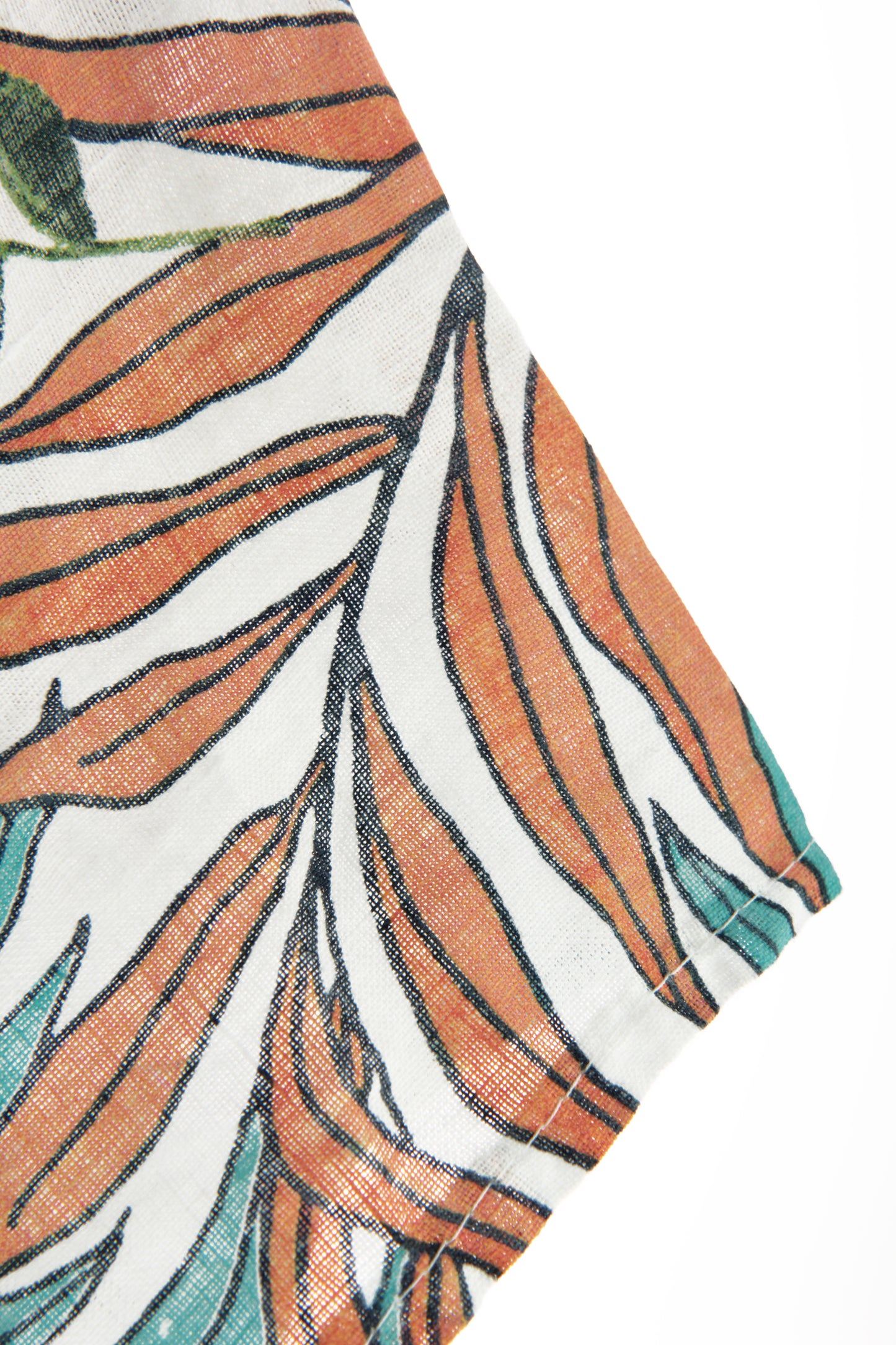 Tropical Print Linen Dress