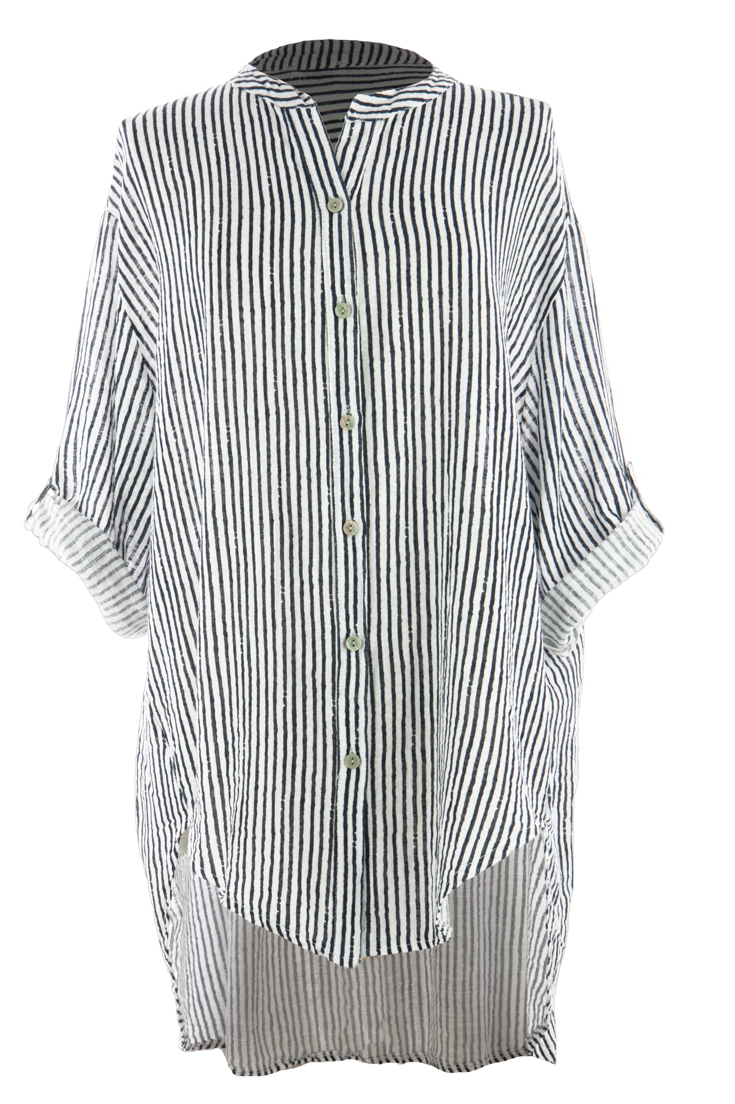 Stripe Hi Low Cotton Shirt