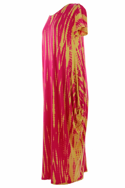 Cap Sleeve Abstract Tie Dye Midi