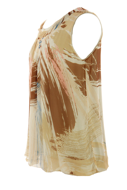 Printed Puffball Silk Vest