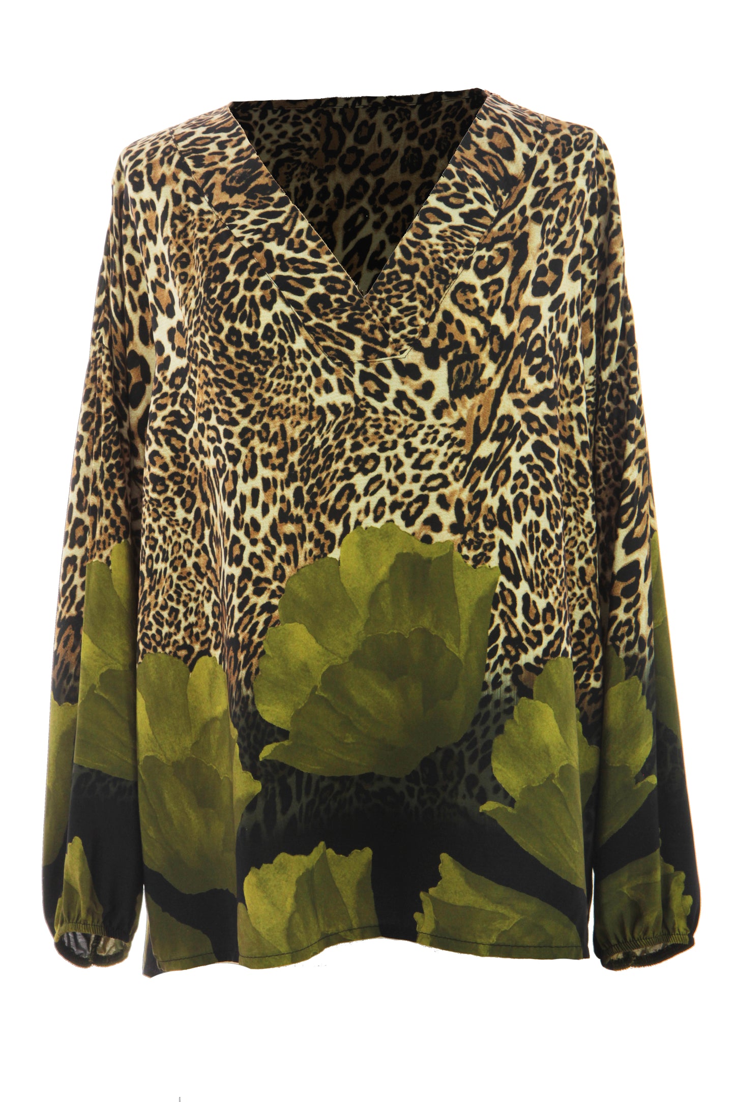 Leopard Floral Print Blouse