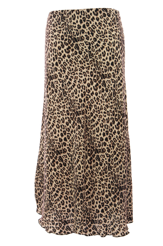 Leopard Print Silk Skirt