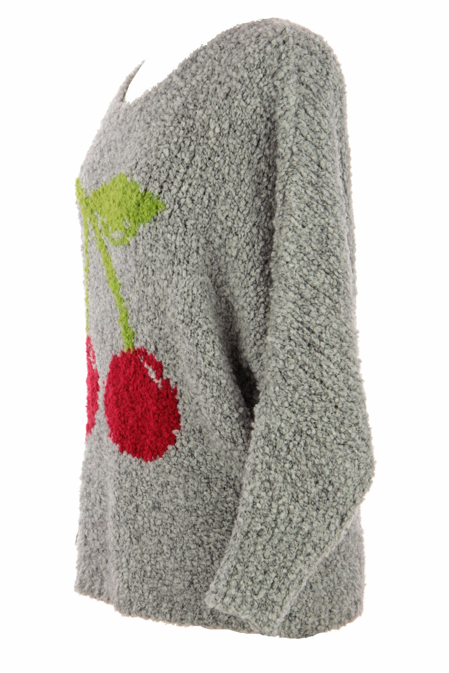 Cherry Pattern Boucle Wool Jumper