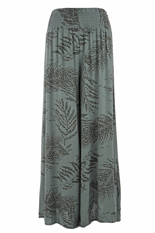 Leaf Leopard Print Palazzo Trouser