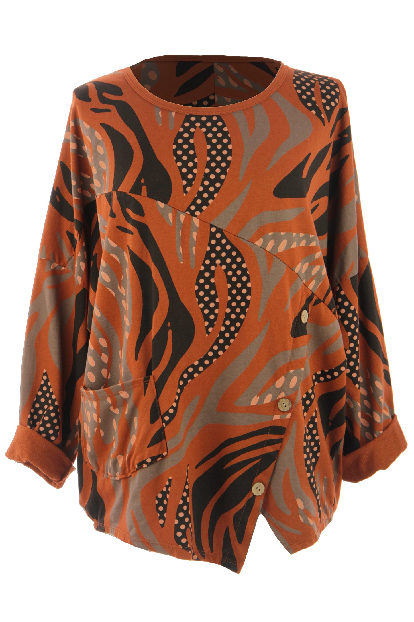 3 Button Printed Top