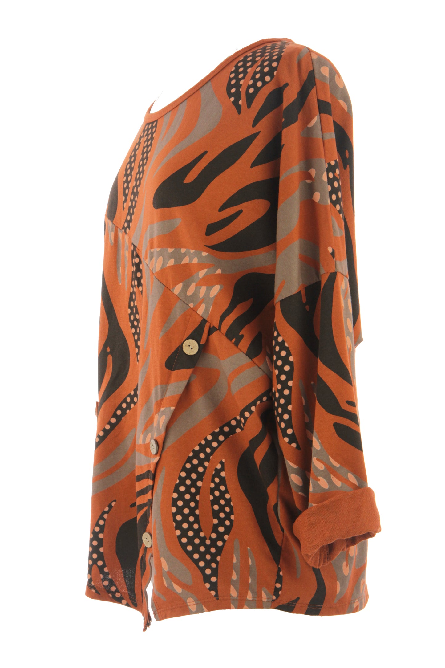 3 Button Printed Top