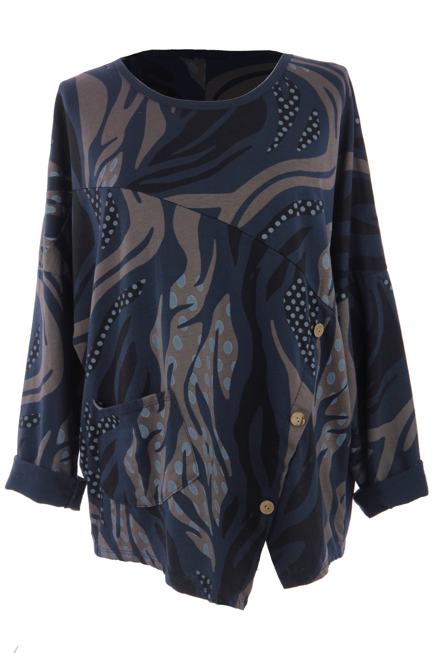 3 Button Printed Top