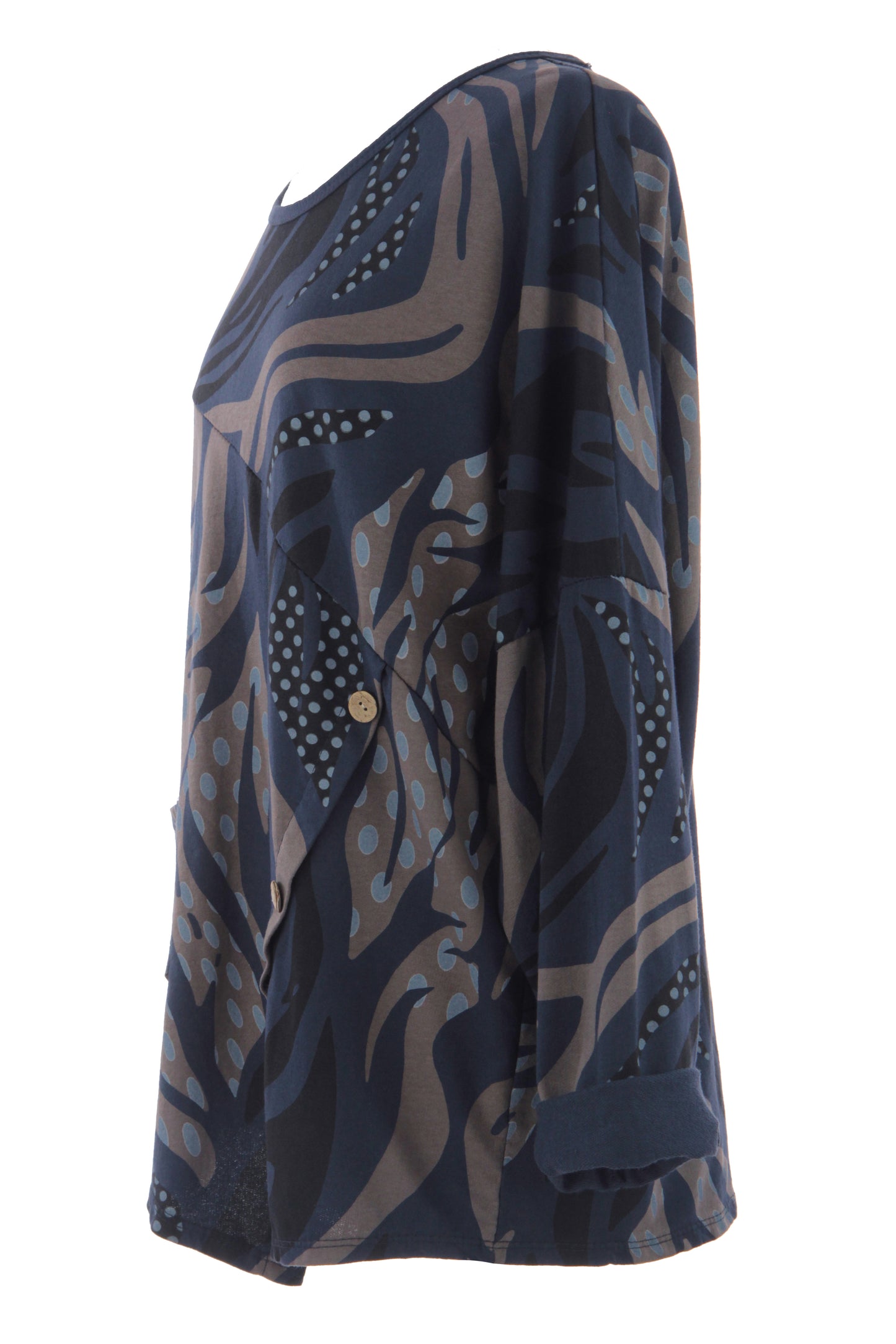 3 Button Printed Top