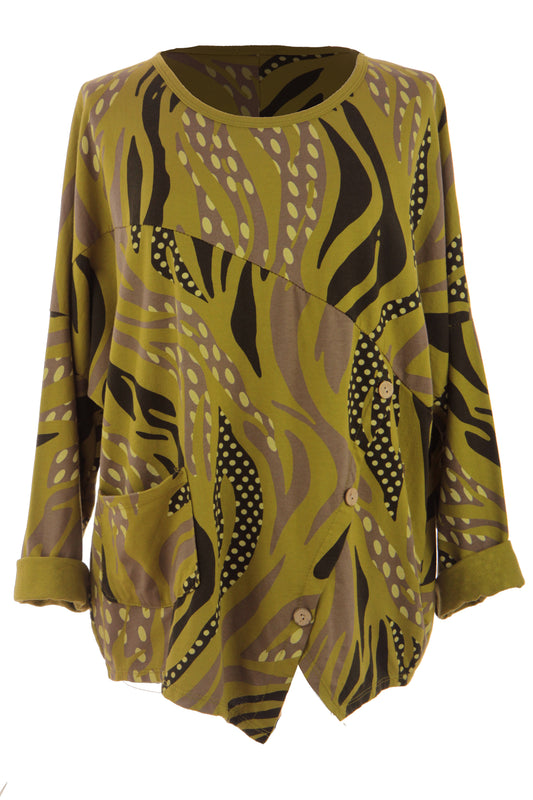 3 Button Printed Top