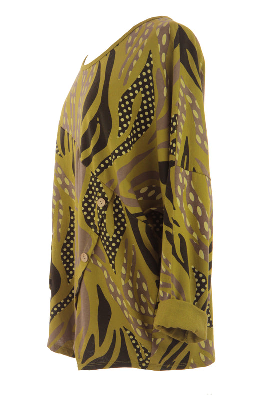 3 Button Printed Top