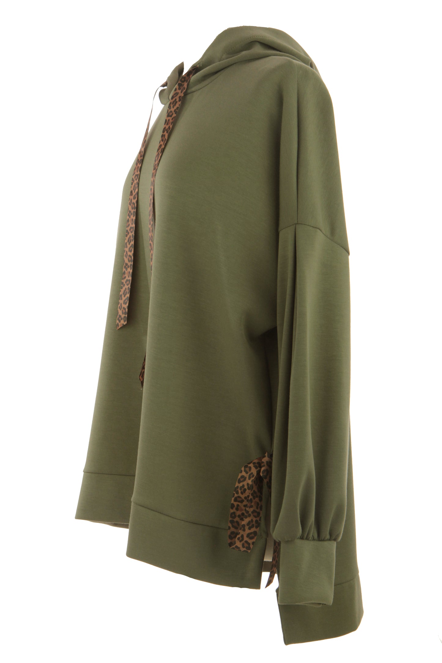 Leopard Print Tie Hoodie Sweatshirt