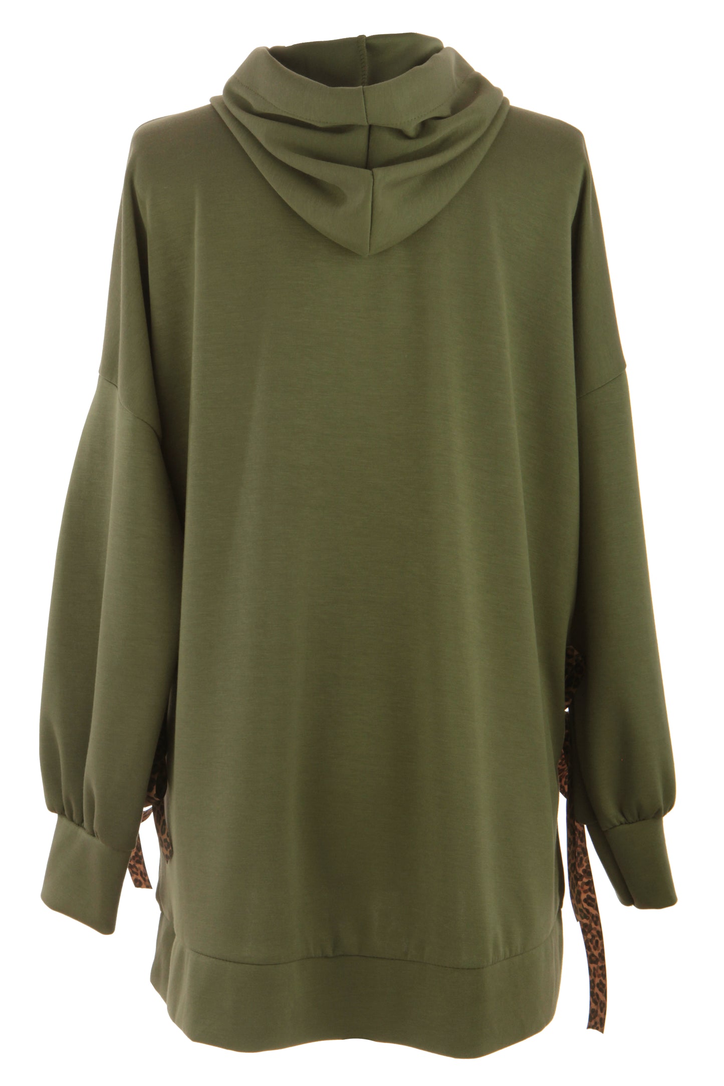 Leopard Print Tie Hoodie Sweatshirt