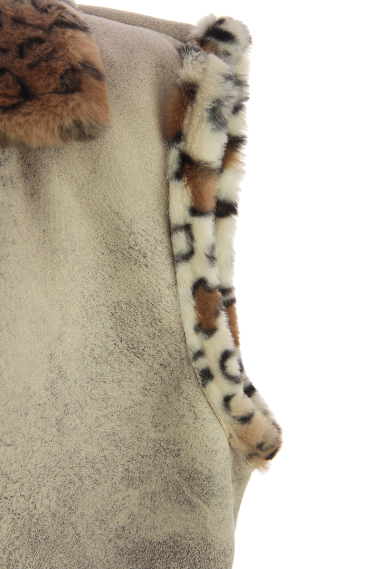 Faux Suede Leopard Longline Gilet