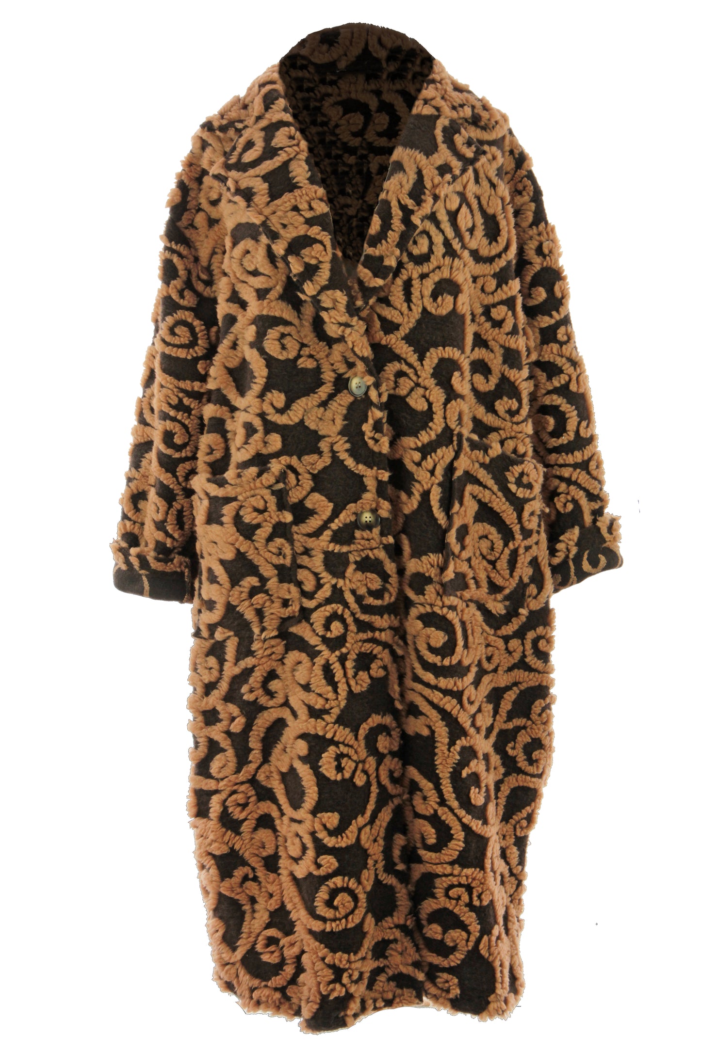 Swirl Pattern Wool Coat
