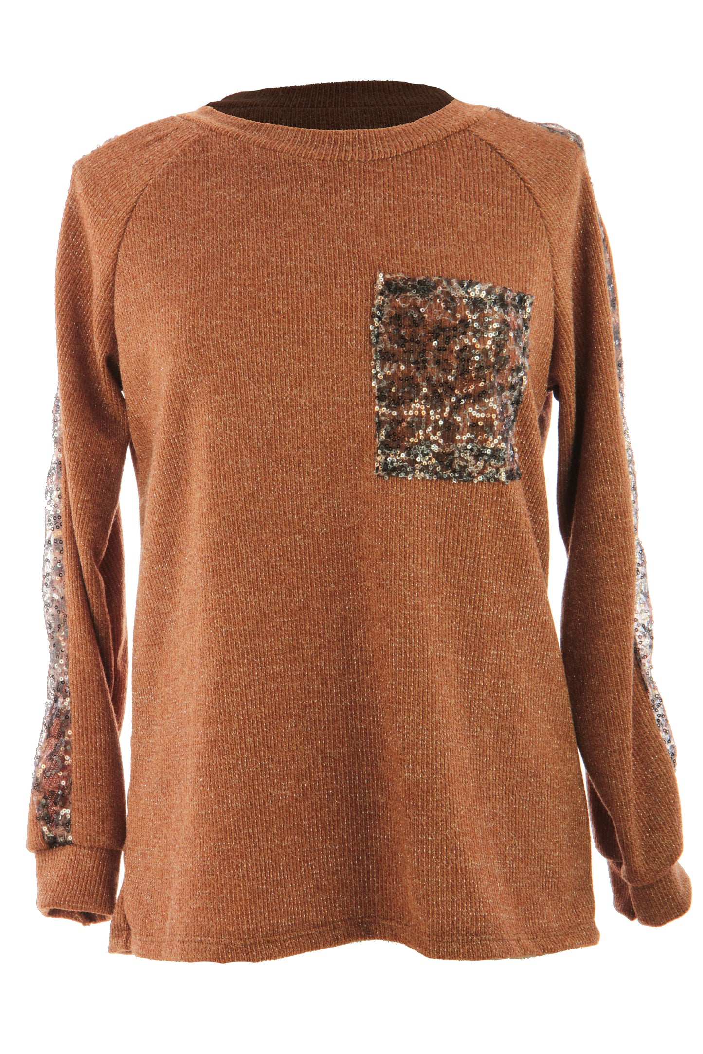 Leopard Sequin Trim Lurex Knit Jumper