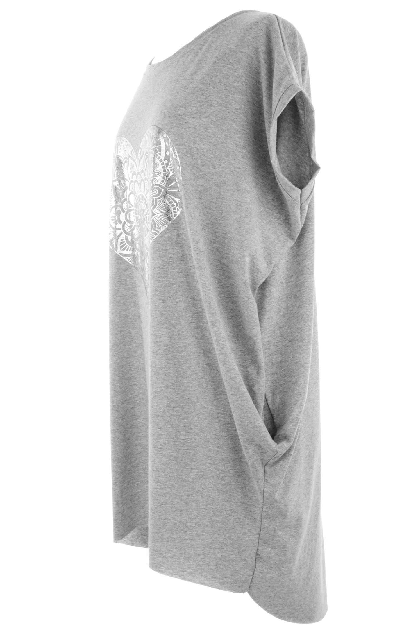 Silver Foil Heart Tunic Top