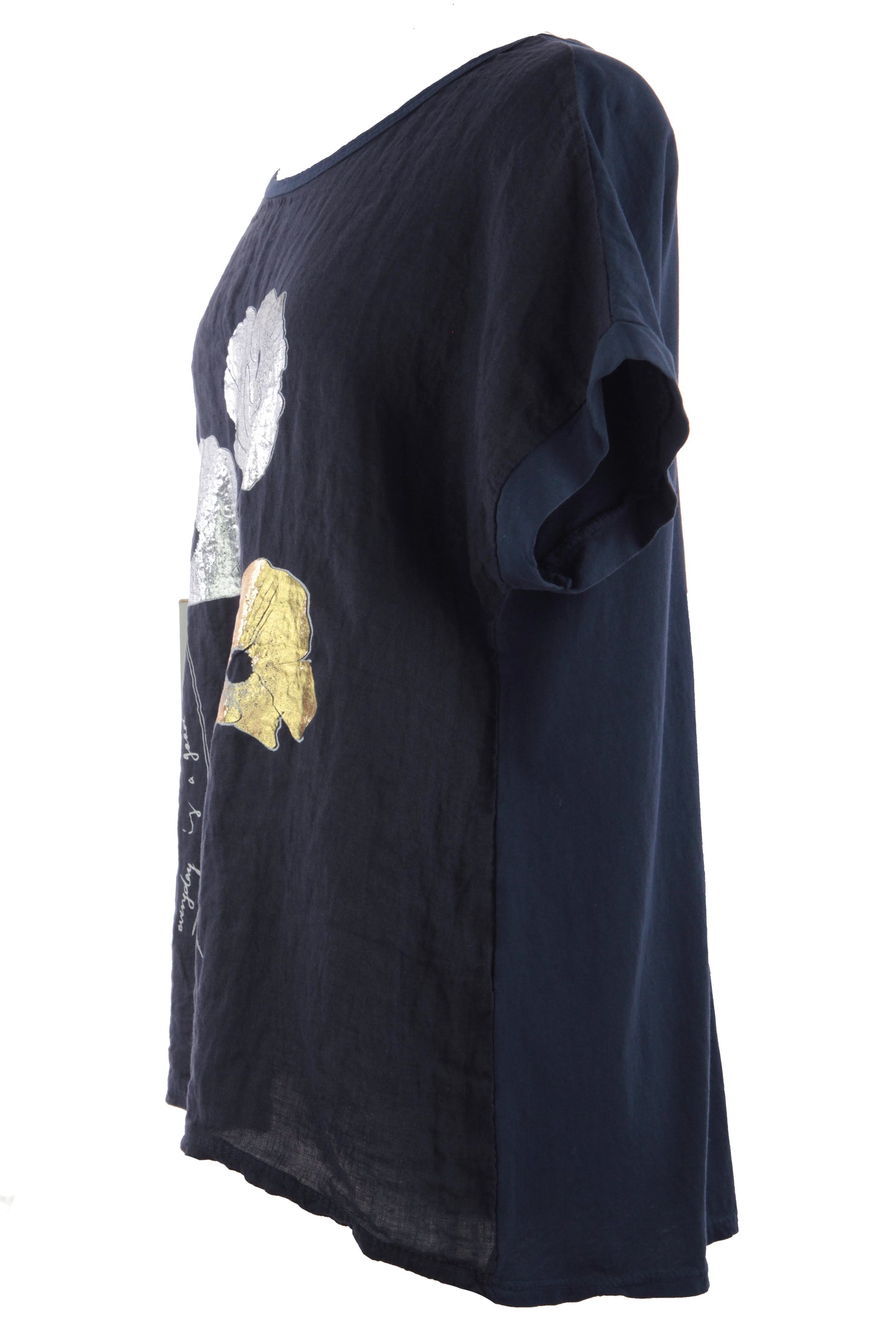 Foil Flower Linen Top