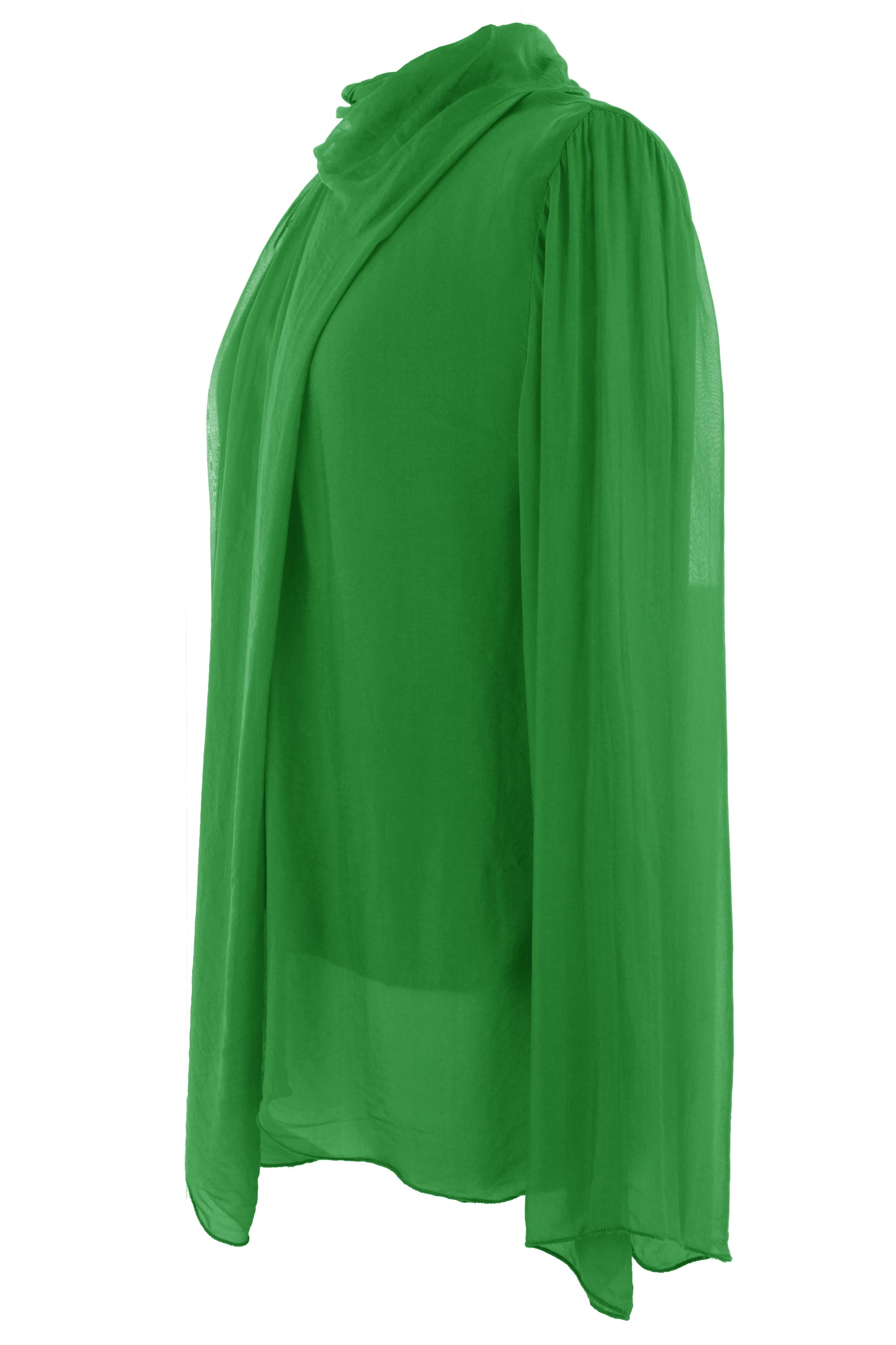 Pleat Detail High Neck Silk Blouse