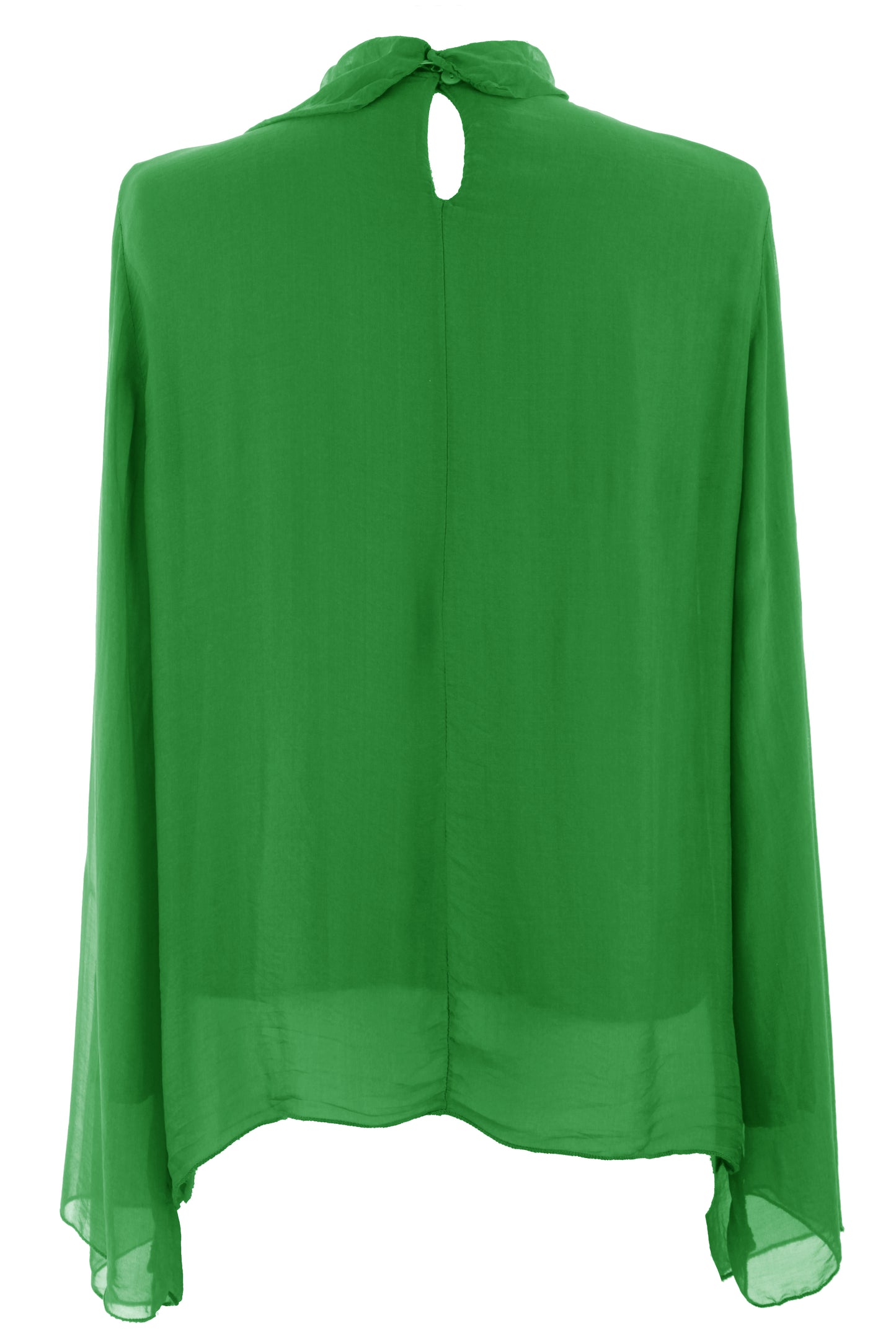 Pleat Detail High Neck Silk Blouse