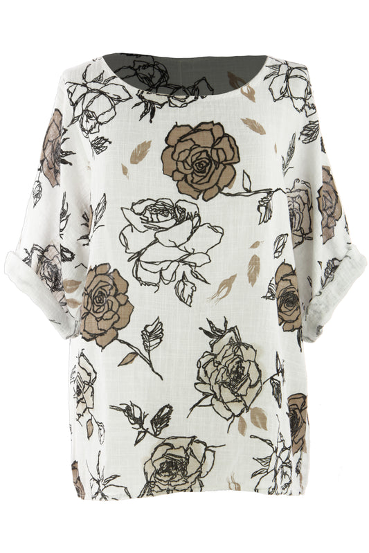 Rose Print Cotton Top