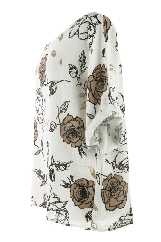 Rose Print Cotton Top